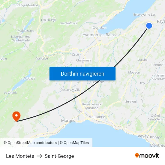 Les Montets to Saint-George map