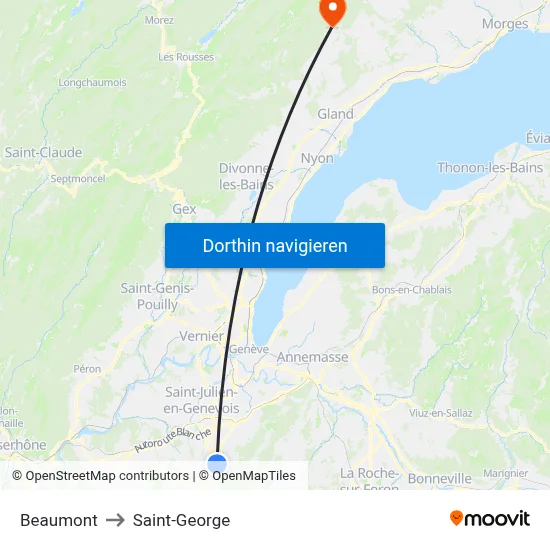 Beaumont to Saint-George map