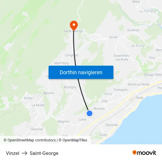 Vinzel to Saint-George map