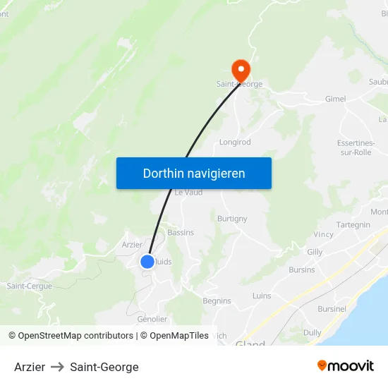 Arzier to Saint-George map