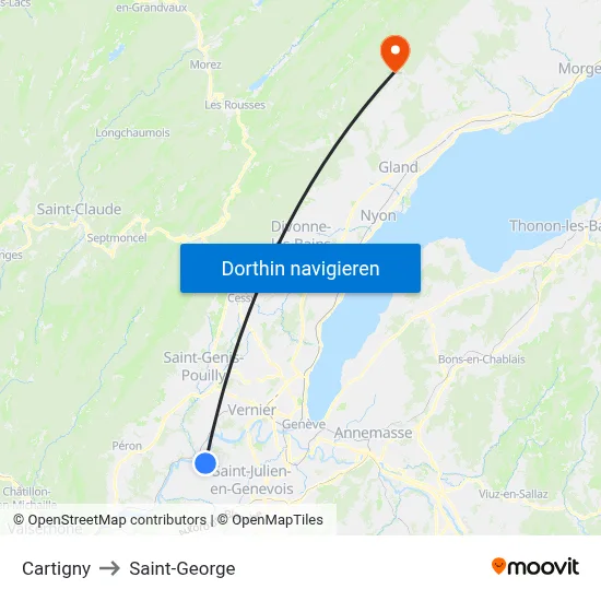 Cartigny to Saint-George map
