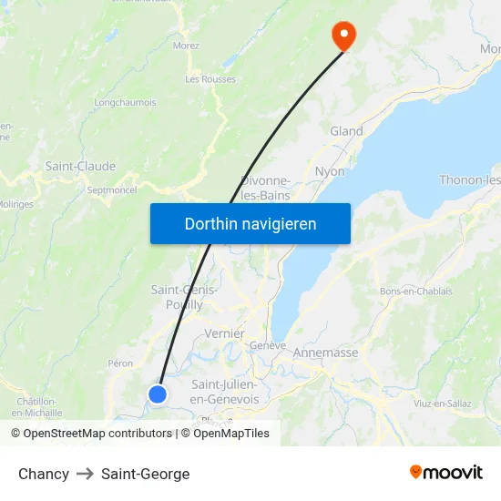 Chancy to Saint-George map