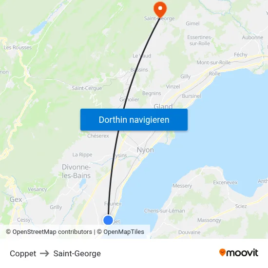Coppet to Saint-George map