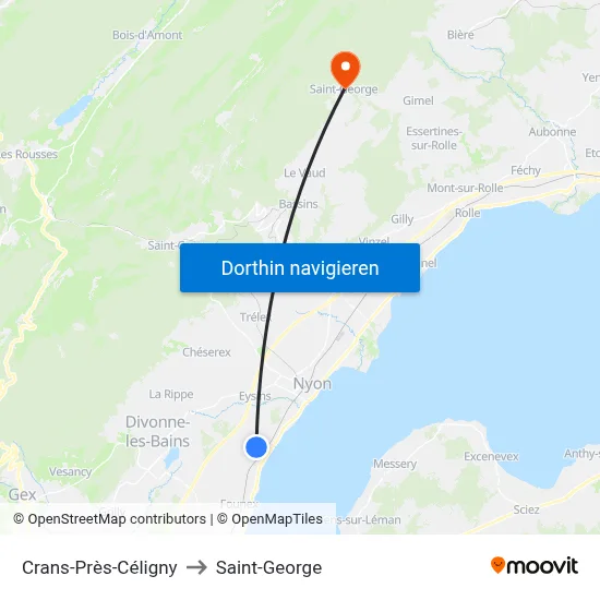 Crans-Près-Céligny to Saint-George map