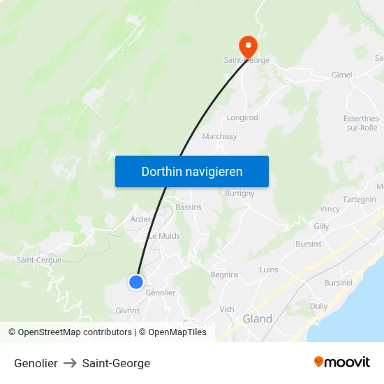 Genolier to Saint-George map