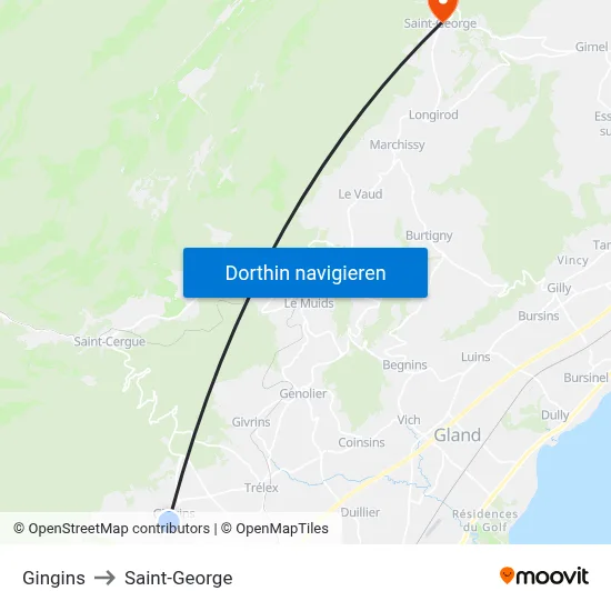 Gingins to Saint-George map