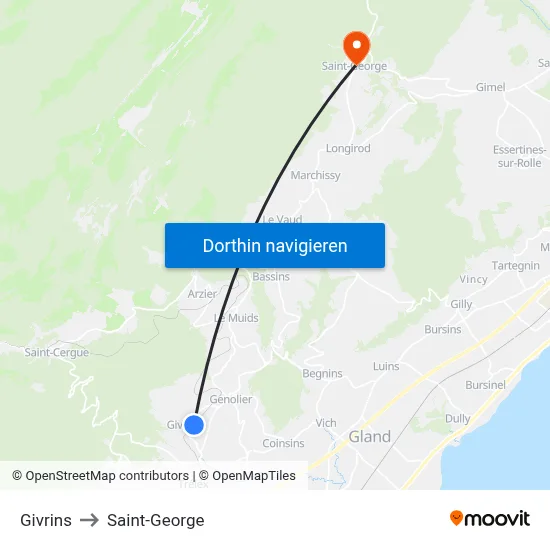Givrins to Saint-George map