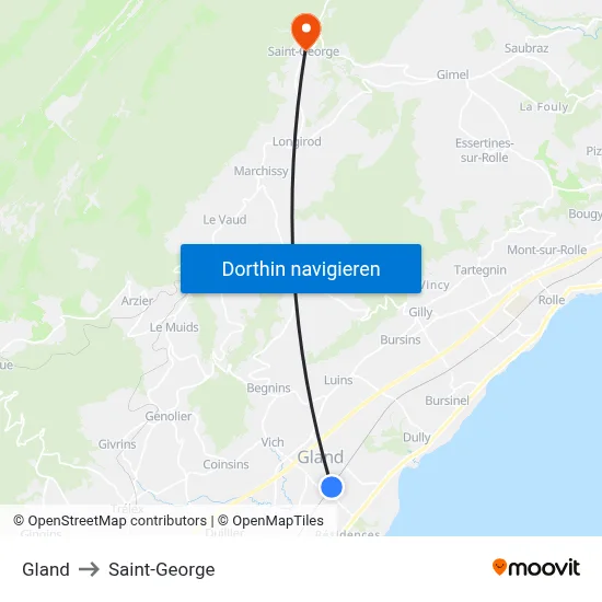 Gland to Saint-George map