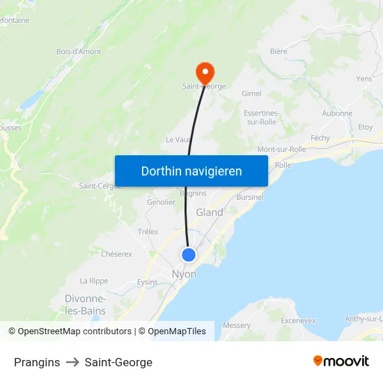 Prangins to Saint-George map