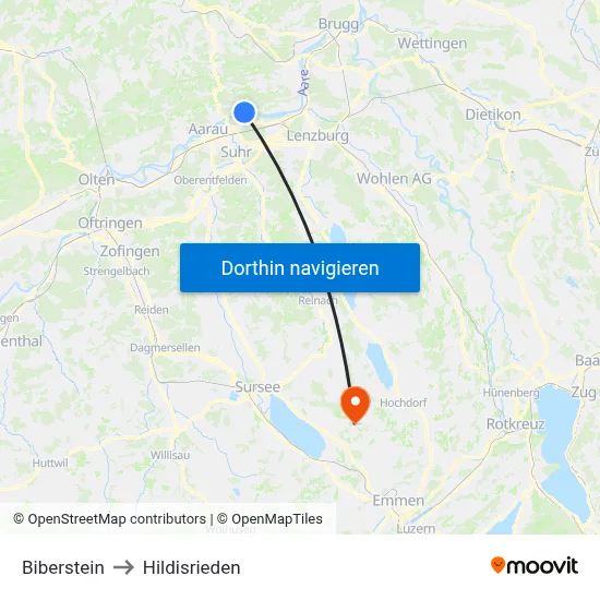 Biberstein to Hildisrieden map