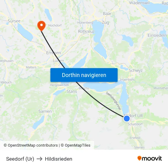 Seedorf (Ur) to Hildisrieden map