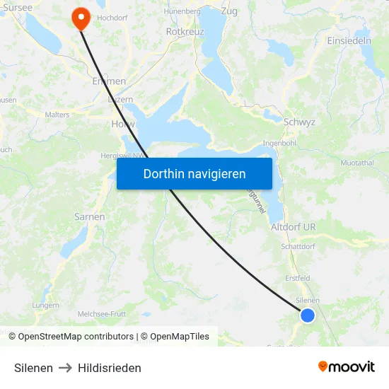 Silenen to Hildisrieden map