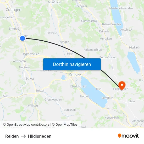 Reiden to Hildisrieden map