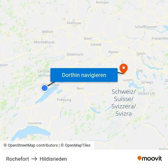 Rochefort to Hildisrieden map