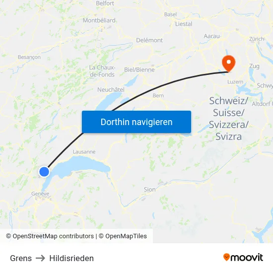 Grens to Hildisrieden map