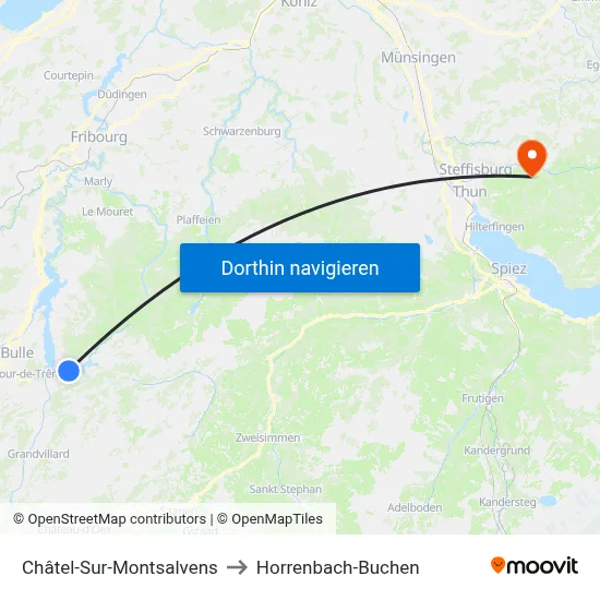 Châtel-Sur-Montsalvens to Horrenbach-Buchen map