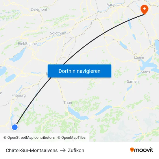 Châtel-Sur-Montsalvens to Zufikon map