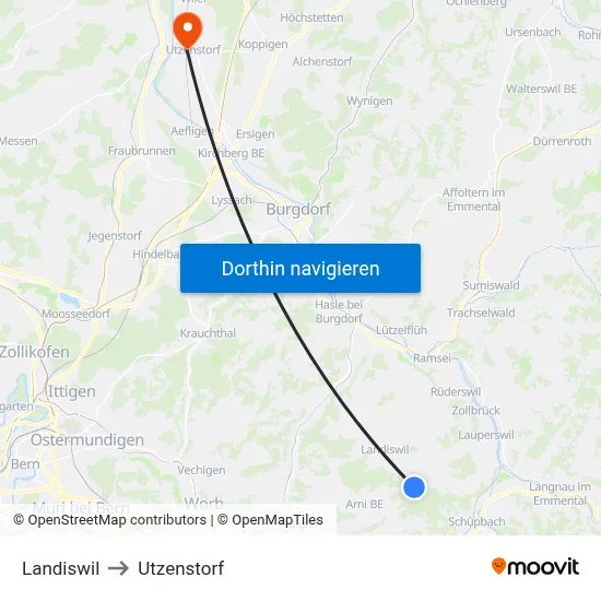 Landiswil to Utzenstorf map
