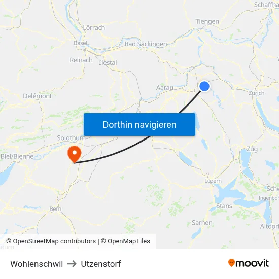 Wohlenschwil to Utzenstorf map