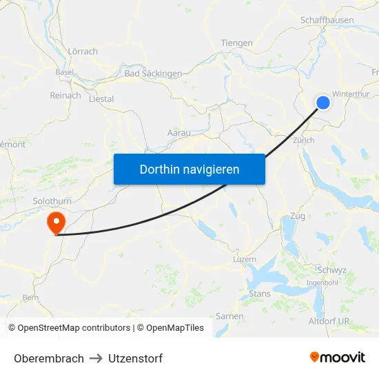 Oberembrach to Utzenstorf map