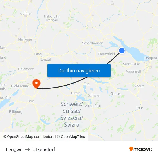 Lengwil to Utzenstorf map