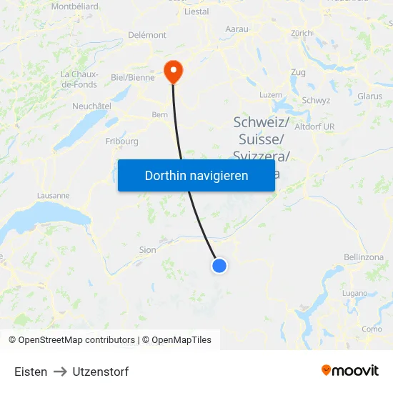 Eisten to Utzenstorf map