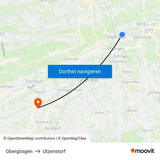 Obergösgen to Utzenstorf map