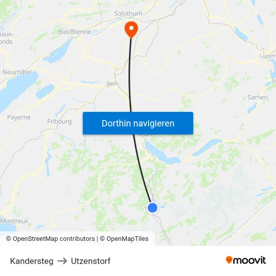 Kandersteg to Utzenstorf map