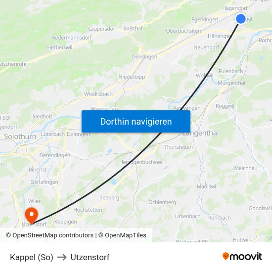 Kappel (So) to Utzenstorf map
