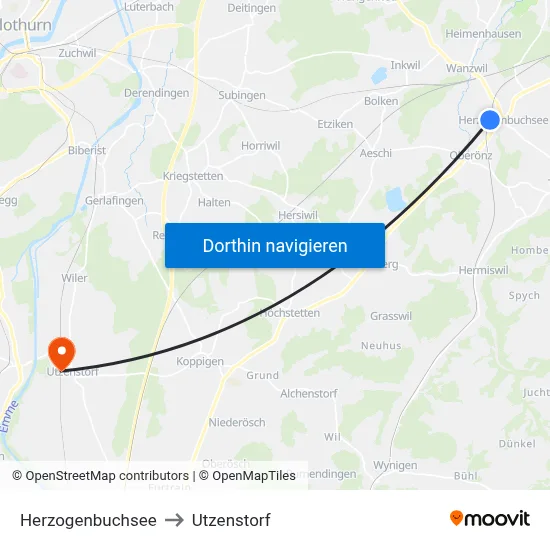 Herzogenbuchsee to Utzenstorf map