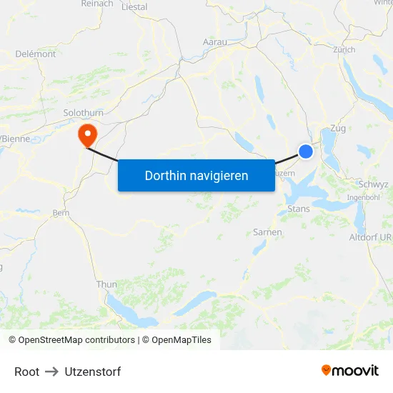Root to Utzenstorf map
