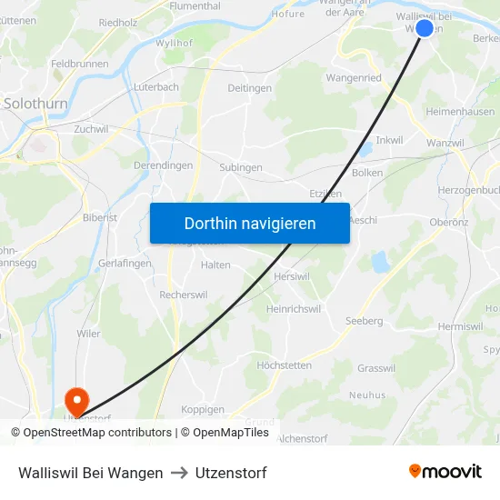 Walliswil Bei Wangen to Utzenstorf map