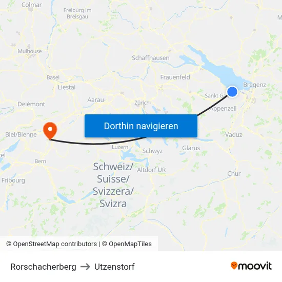 Rorschacherberg to Utzenstorf map