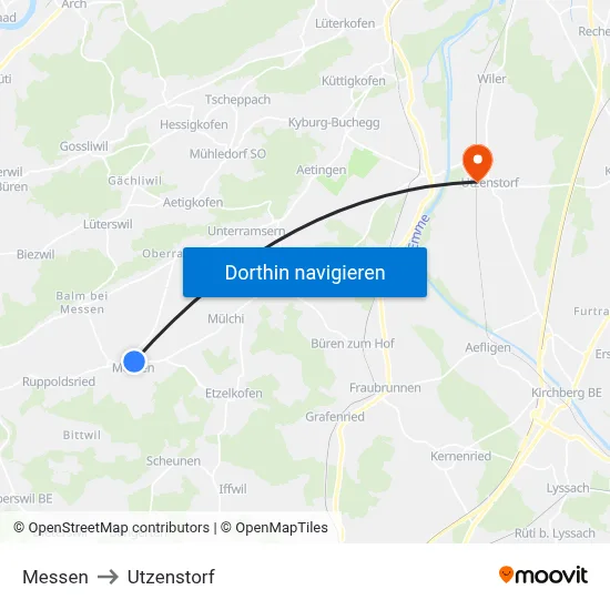 Messen to Utzenstorf map
