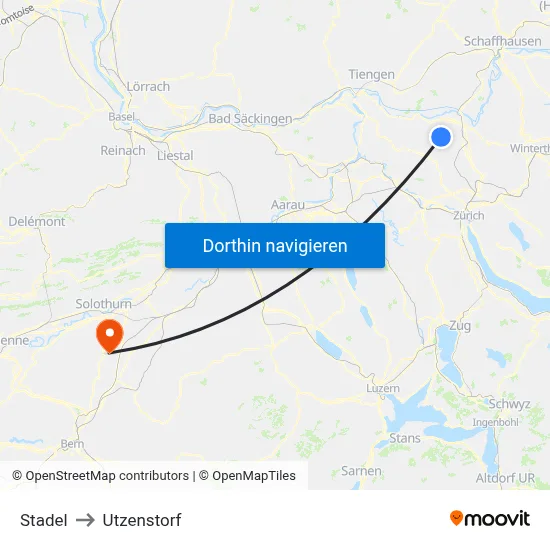 Stadel to Utzenstorf map