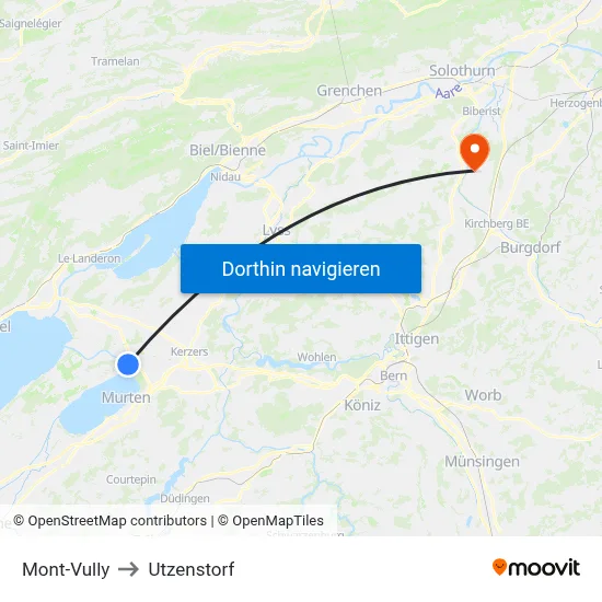 Mont-Vully to Utzenstorf map