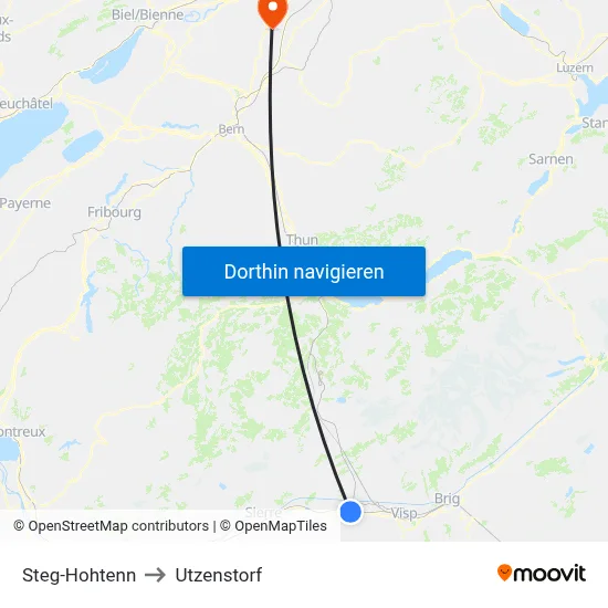 Steg-Hohtenn to Utzenstorf map
