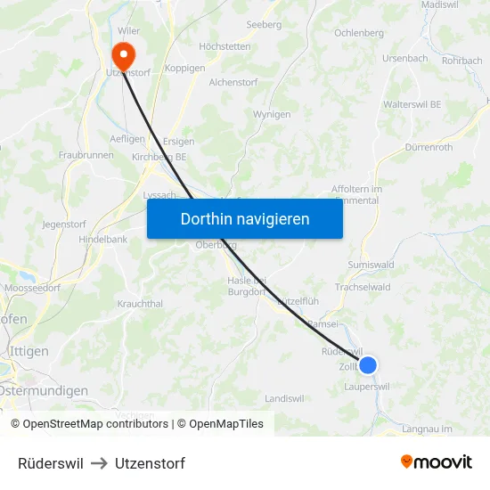 Rüderswil to Utzenstorf map