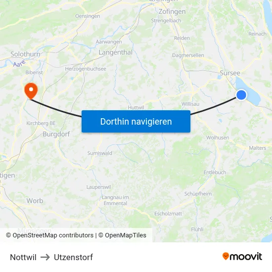 Nottwil to Utzenstorf map