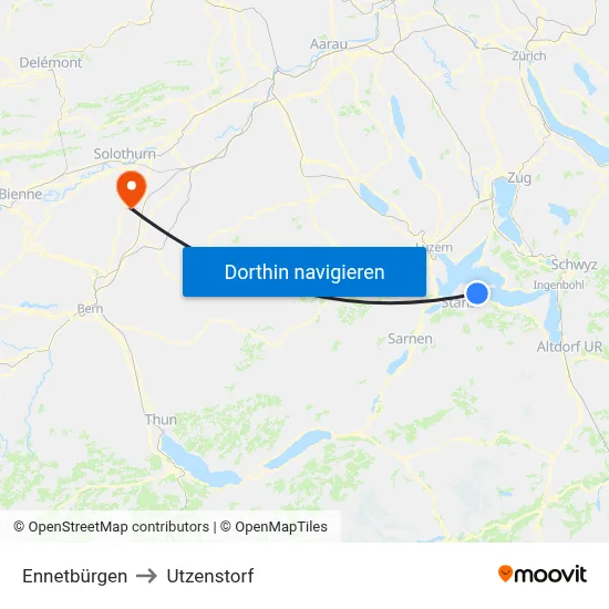 Ennetbürgen to Utzenstorf map