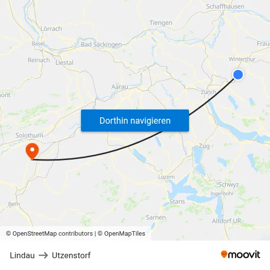 Lindau to Utzenstorf map