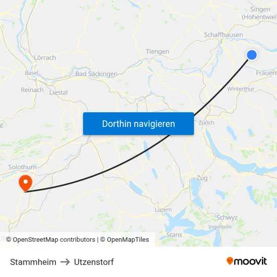 Stammheim to Utzenstorf map