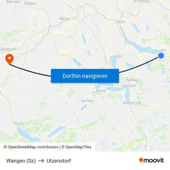 Wangen (Sz) to Utzenstorf map