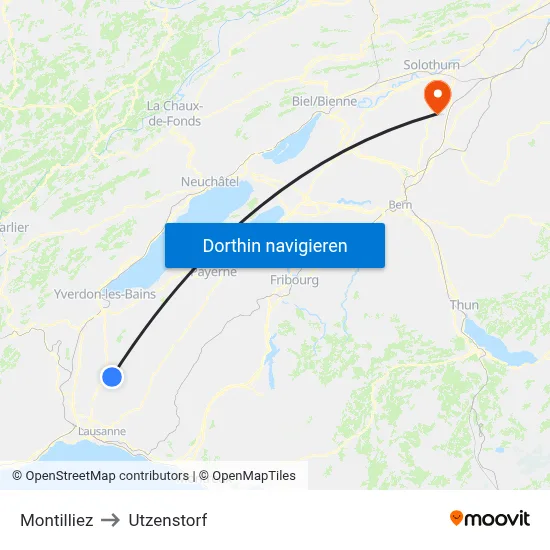 Montilliez to Utzenstorf map