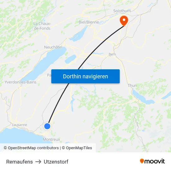 Remaufens to Utzenstorf map