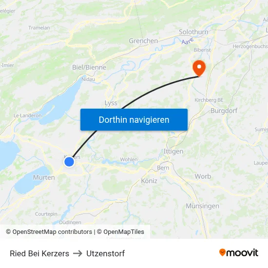 Ried Bei Kerzers to Utzenstorf map