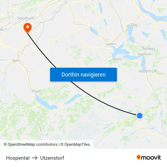 Hospental to Utzenstorf map