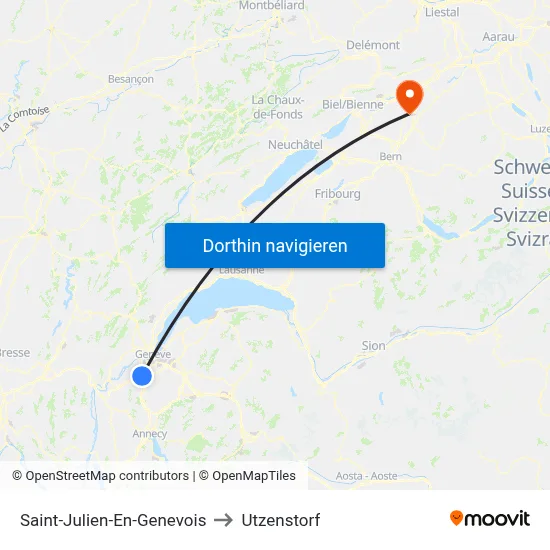 Saint-Julien-En-Genevois to Utzenstorf map