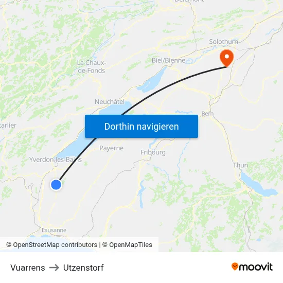 Vuarrens to Utzenstorf map