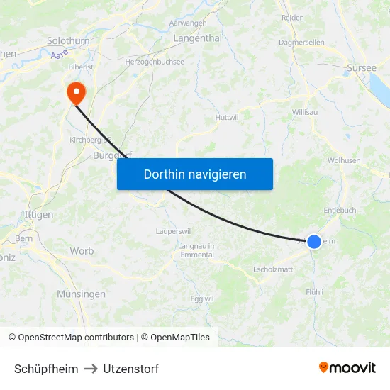 Schüpfheim to Utzenstorf map
